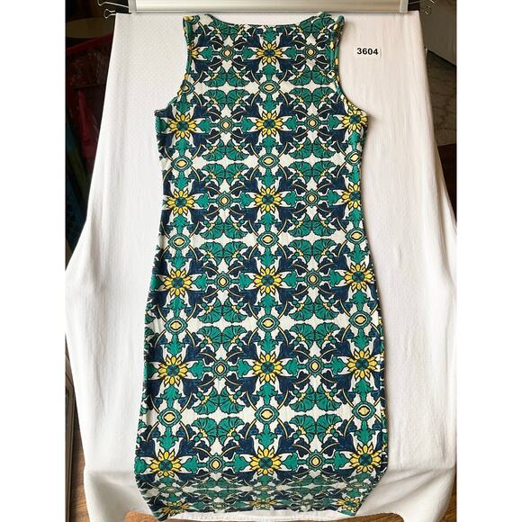 FOREVER 21 Women Midi Dress size M Sleeveless Stretchy Casual Green Yellow - Picture 8 of 8